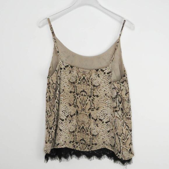 Rachel Zoe Snake Pattern Python Print Lace Trim Spaghetti Strap Tank Top Small - Picture 2 of 6